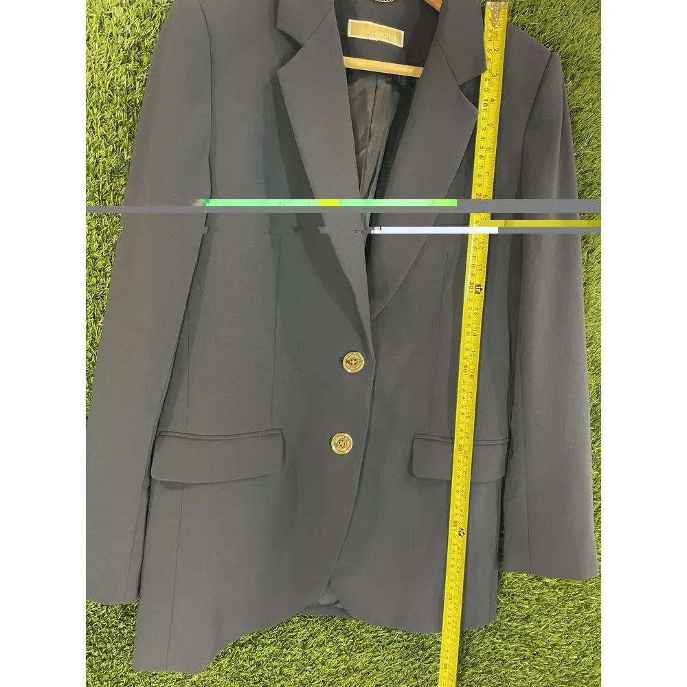 Michael Kors Women’s Navy Blue Blazer Suit Jacket Size M Gold Buttons